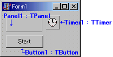 TTimerを使ったアプリケーションのレイアウト例 TTimerを使ったアプリケーション